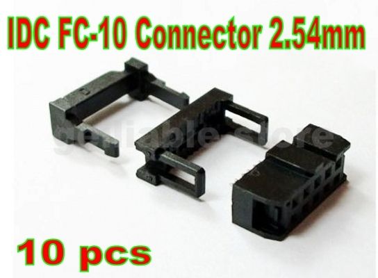 10 pcs FC-10 IDC 2.54 mm Connector Female Header 10 PIN 2x5 New
