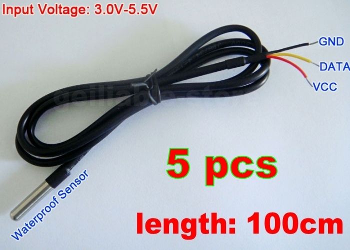 5 pcs Waterproof Digital Thermal Probe or Sensor DS18B20 DS18B20