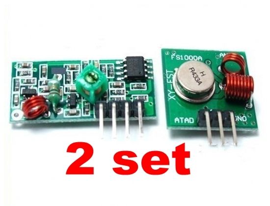 2 set 433Mhz RF Wireless Transmitter + Receiver Link Kit Module