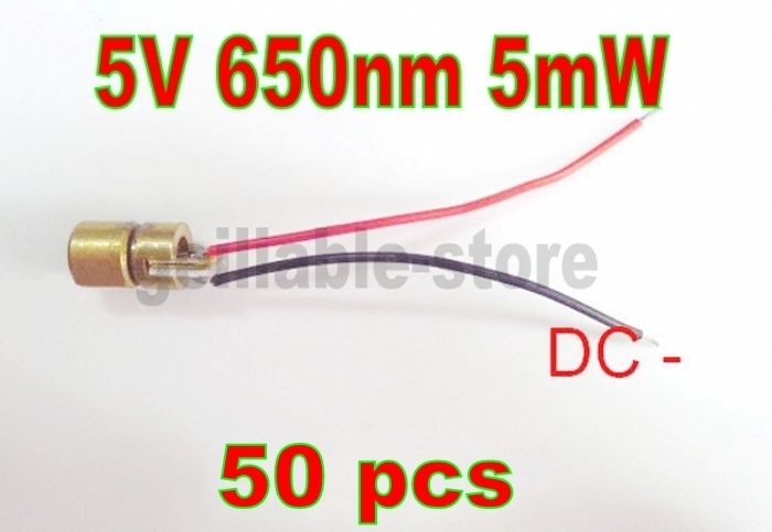 50 pcs mini 650nm 5mW 5V Laser Dot Diode Module Head New