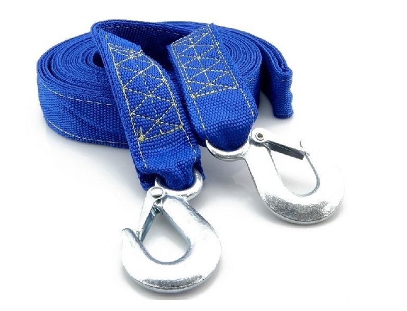1.8 Inch x 15 Ft Polyester Tow Strap Rope 2 Hooks 12000 lb 4.5cm