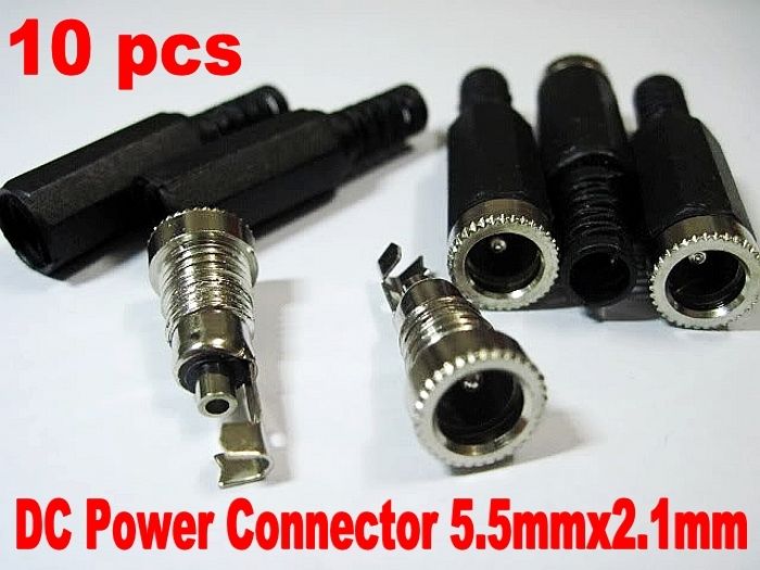 10X DC Power Cable Plug Female Connect 5.5x2.1mm Socket